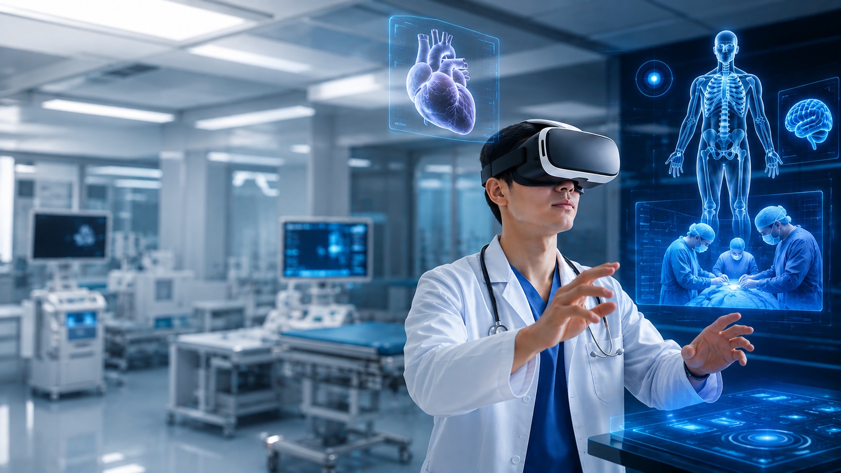 Medical professional using VR training simulation